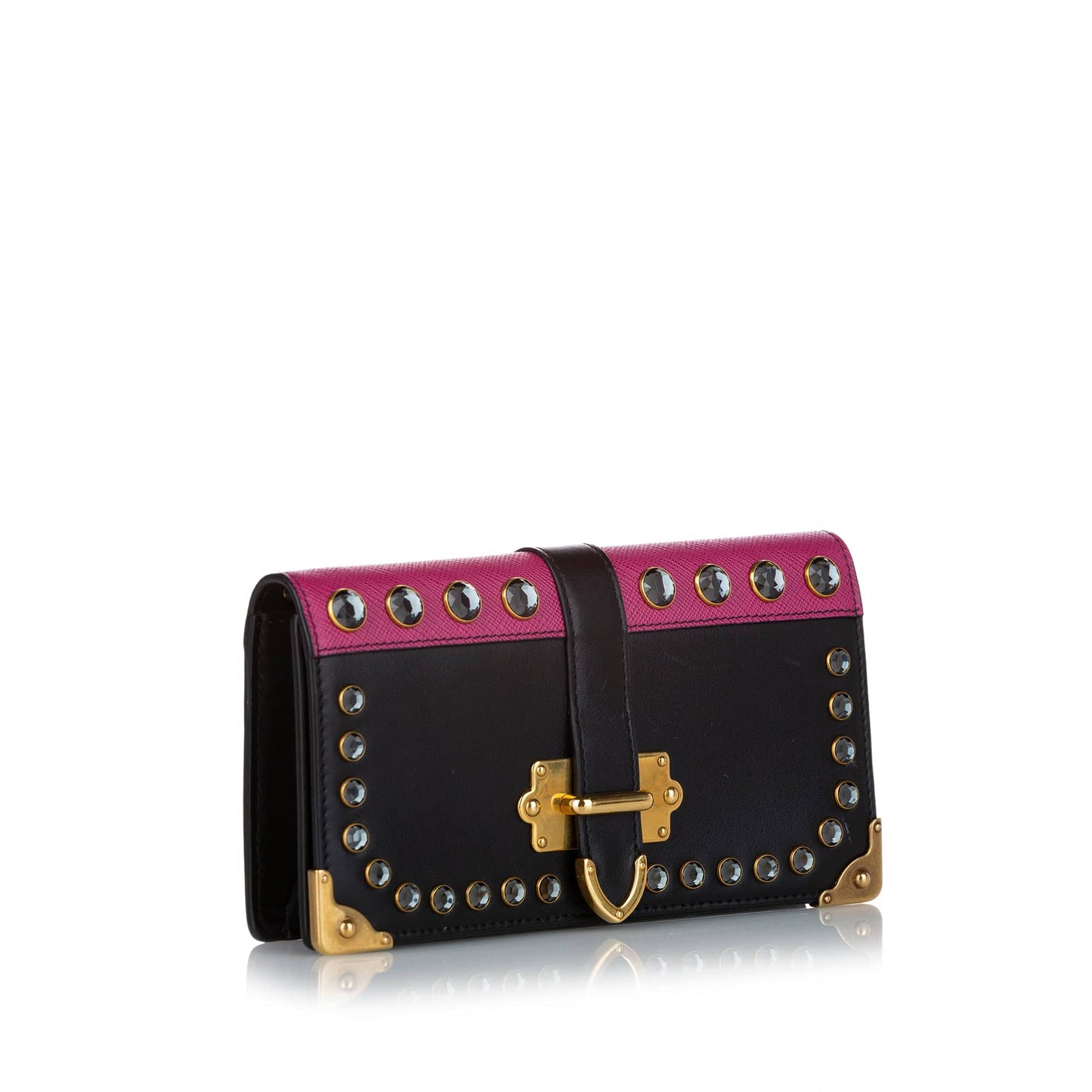 Prada Mini Cahier Crossbody Bag Black Studded Leather