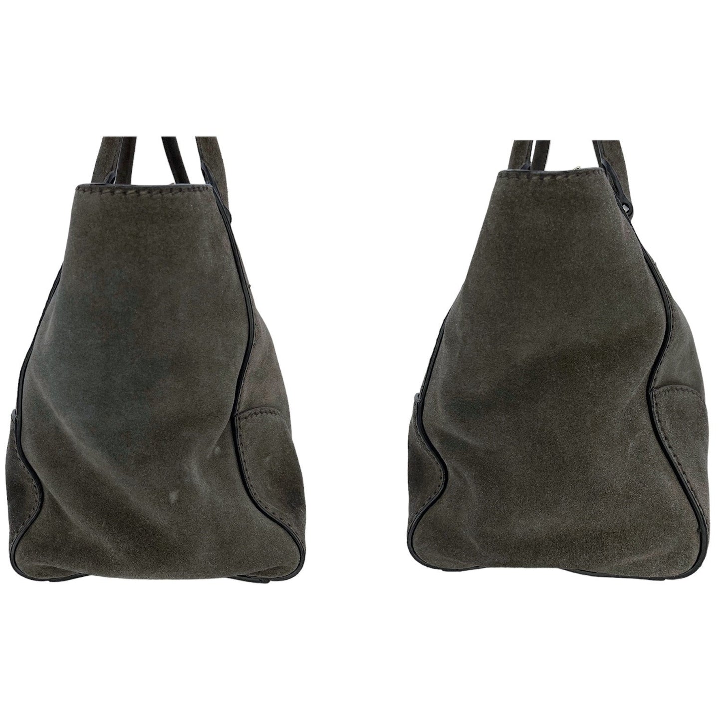 Prada Grey Suede Twin Pocket Tote