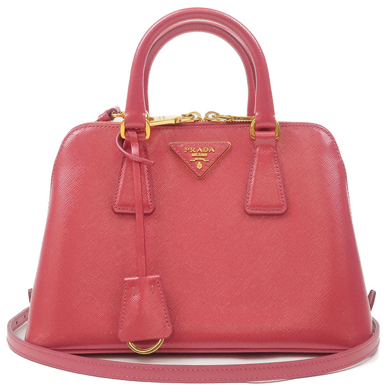 PRADA Saffiano Vernis 2Way Hand Bag PEONIA Pink BL0838