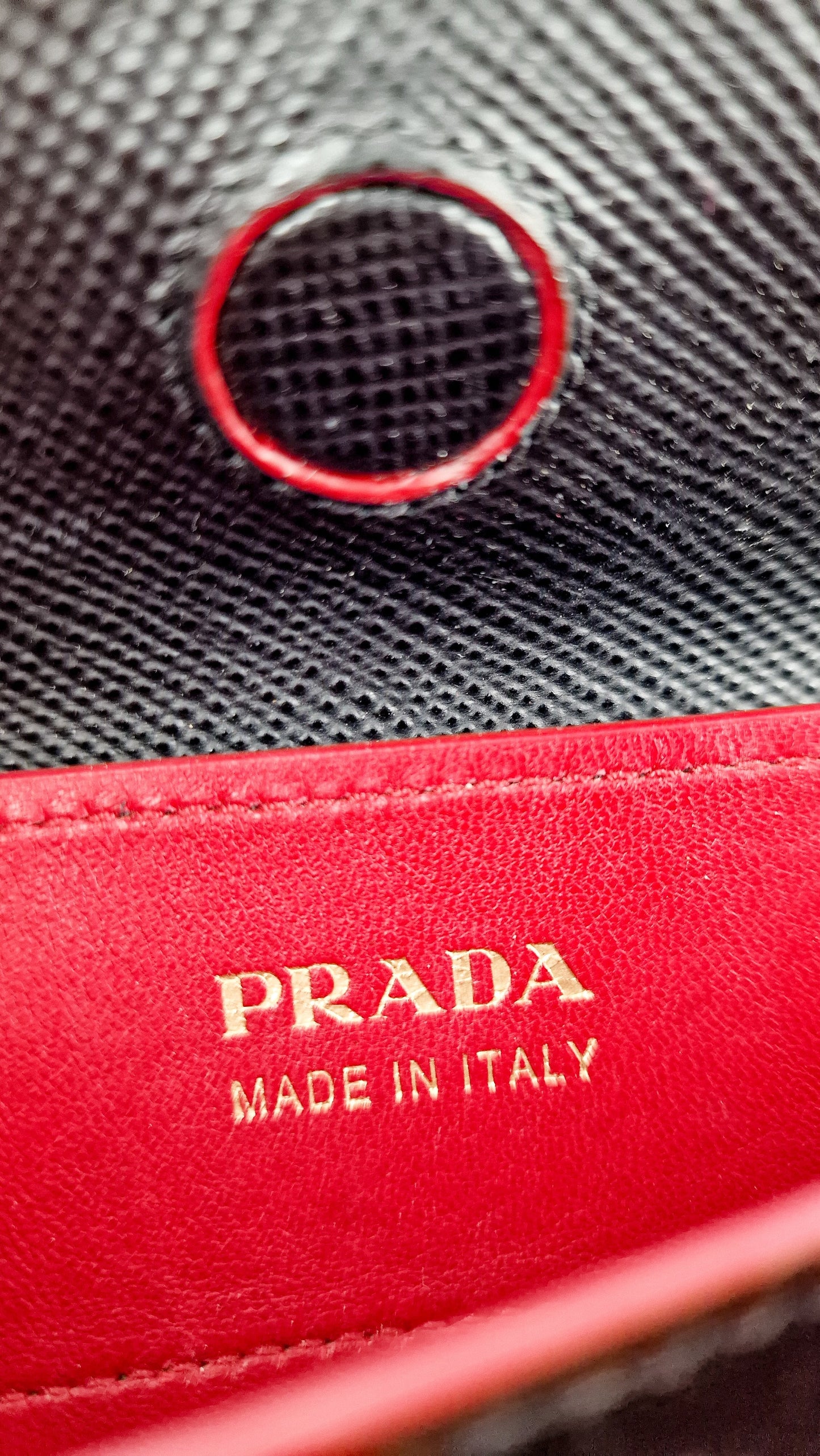 Large Medium Prada Double Tote Saffiano Cuir Black with Fiery Red Nappa Leather Lining Handbag