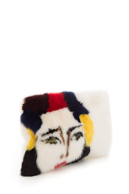 Prada Multicolor Mink Face Print Clutch