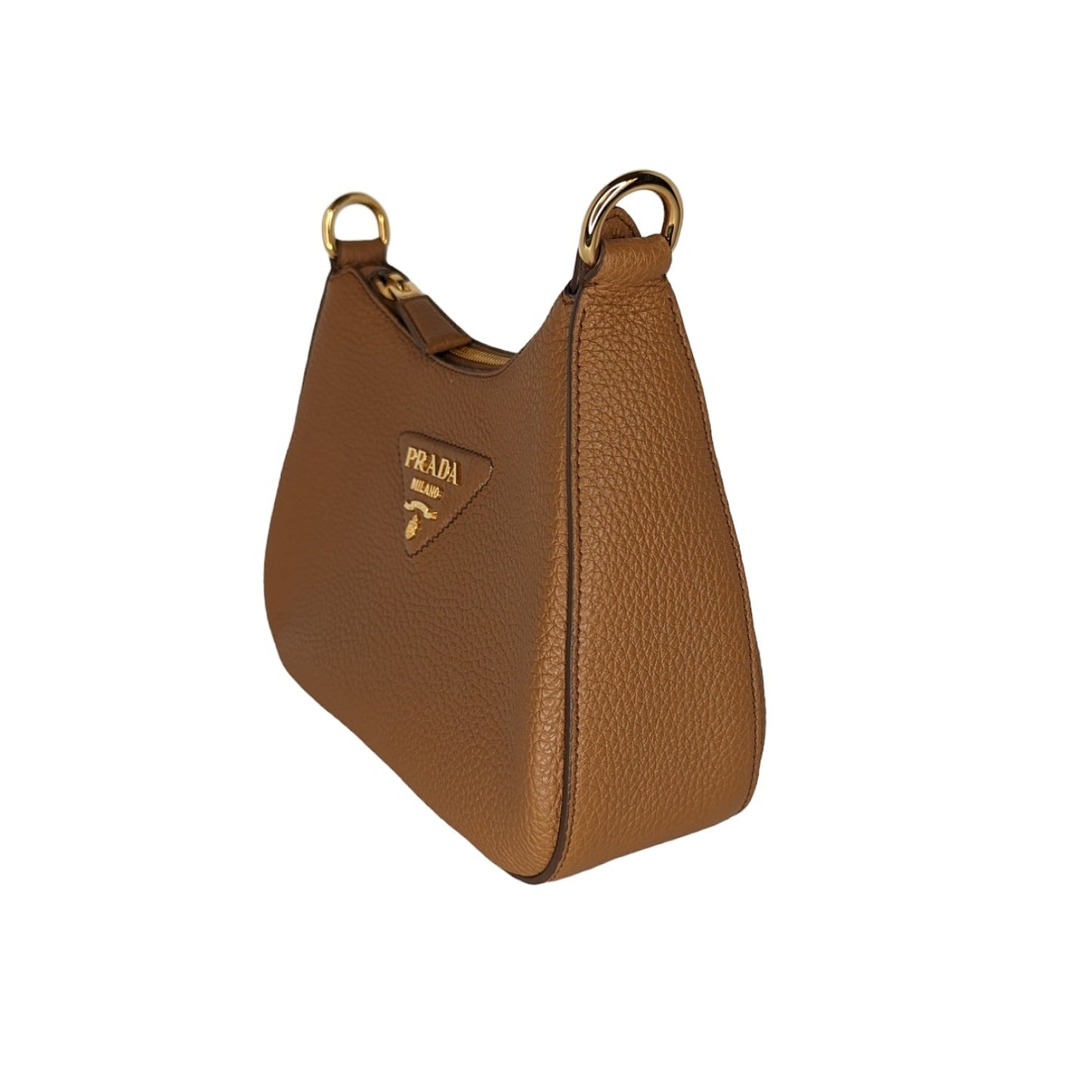 Prada Caramel Calfskin Logo Strap Shoulder Bag 1BH193