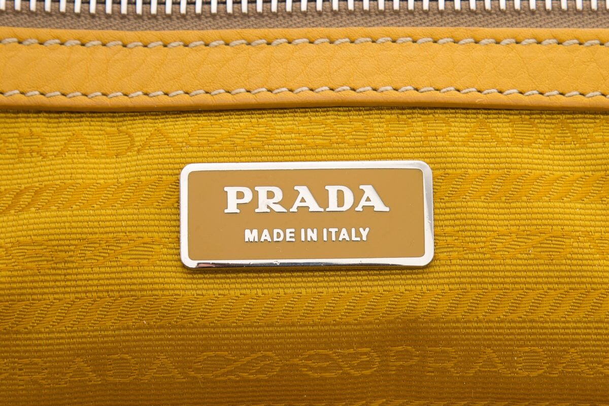 Prada Yellow Vitello Daino Leather Handbag