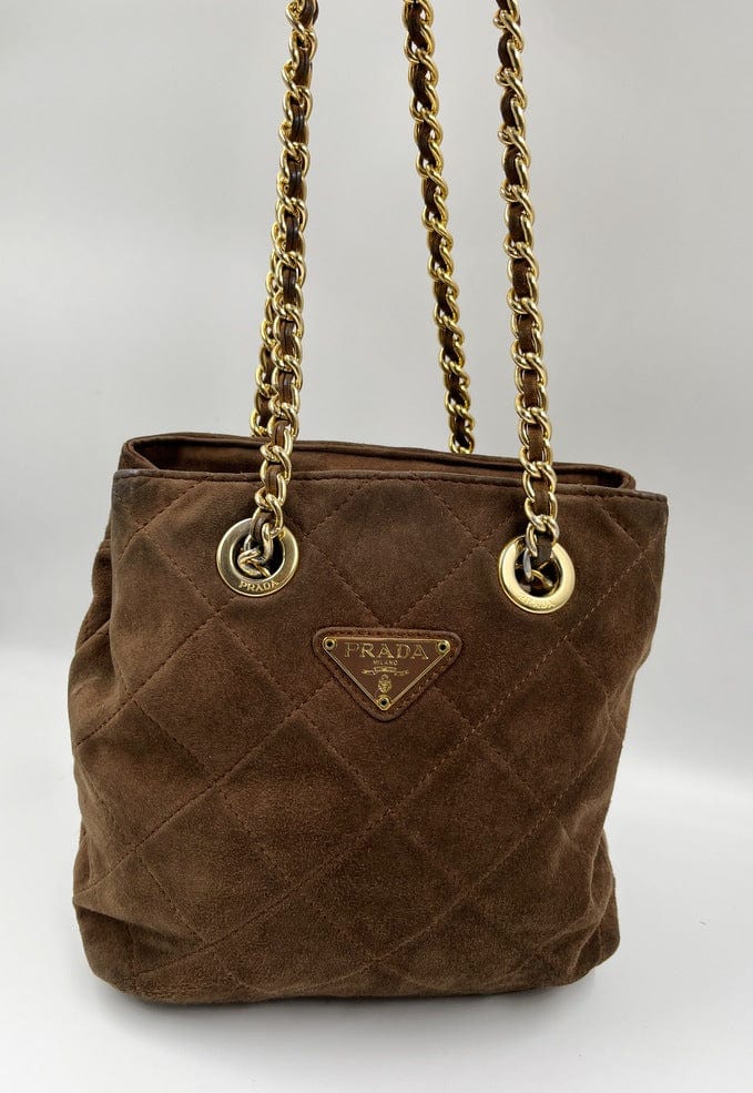 Prada Suede Tote with Chain Handle