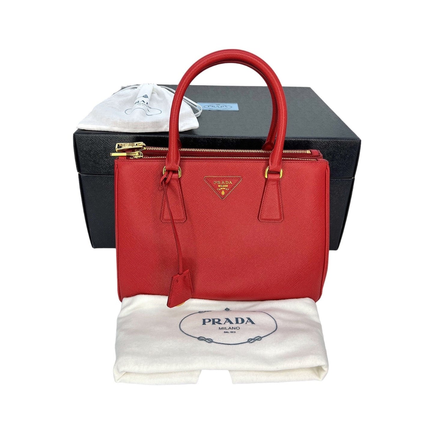 Prada Small Saffiano Lux Double Zip Galleria Tote