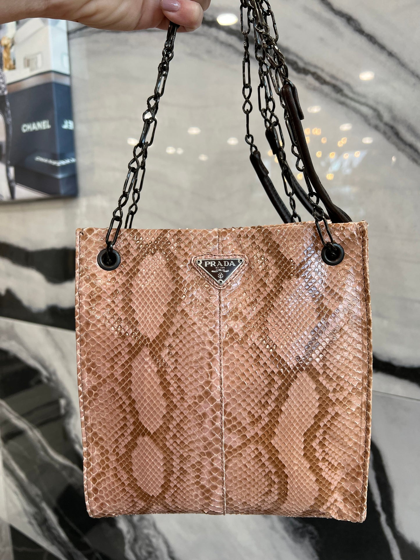 PRADA PYTHON CHAIN SHOULDER BAG