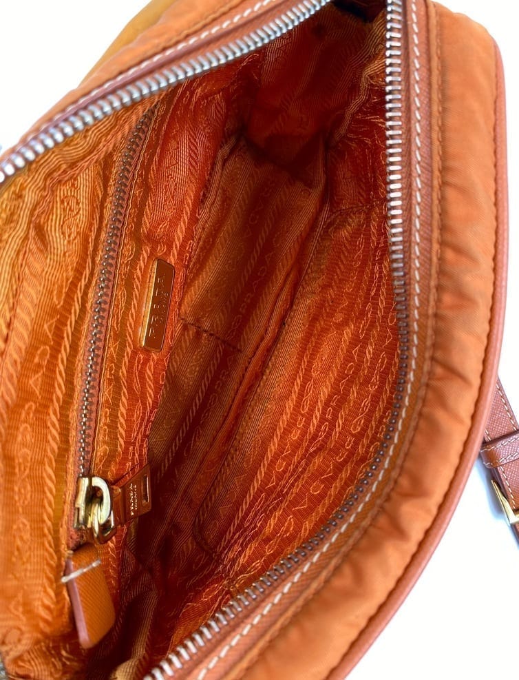 Prada Orange Nylon Crossbody Bag