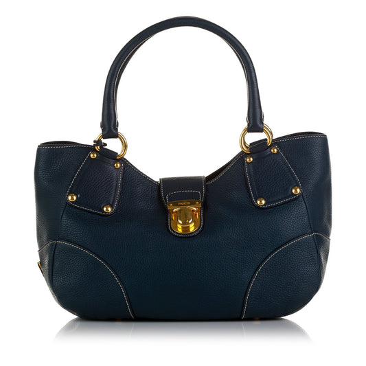 Prada Handbag Blue Vitello Daino