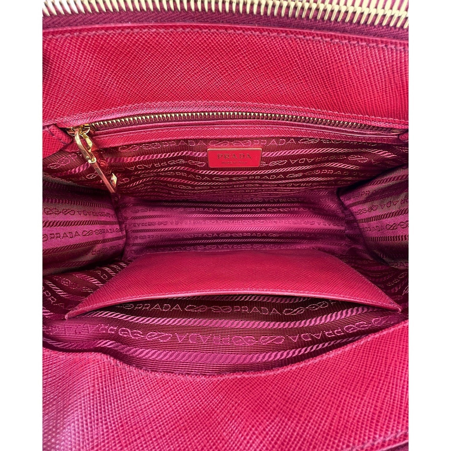 Prada Small Saffiano Lux Double Zip Galleria Tote