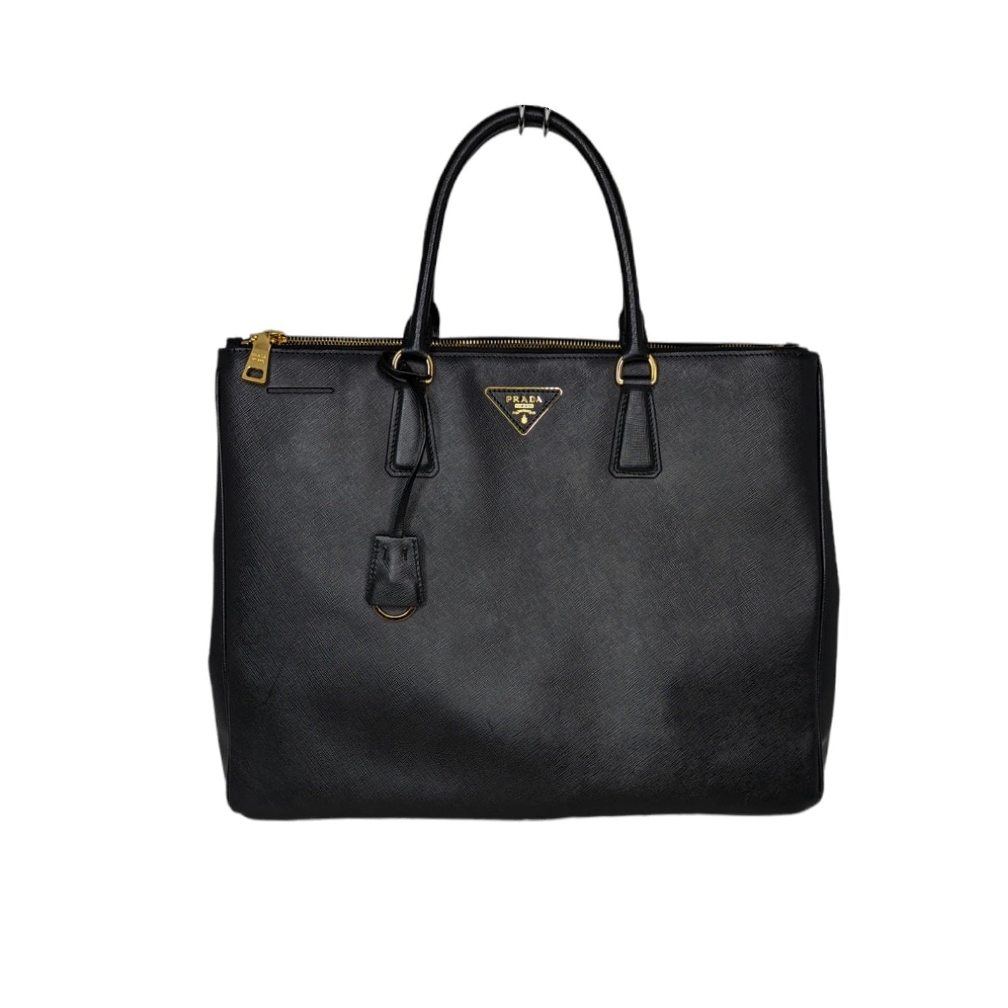 Prada Black Saffiano Lux Double Zip Galleria Tote