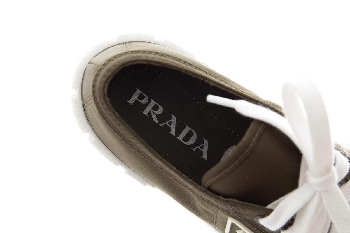 Prada Green & White Re-Nylon Sneakers SZ 38