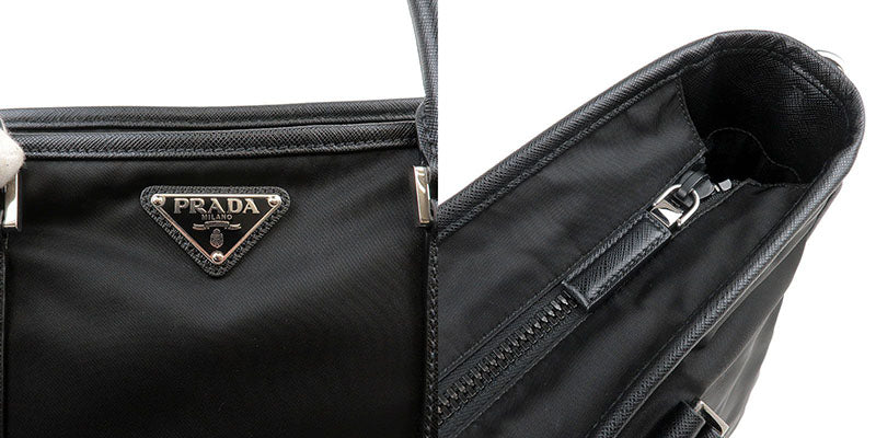 PRADA Nylon Leather 2Way Bag Tote Bag NERO Black 2VG034