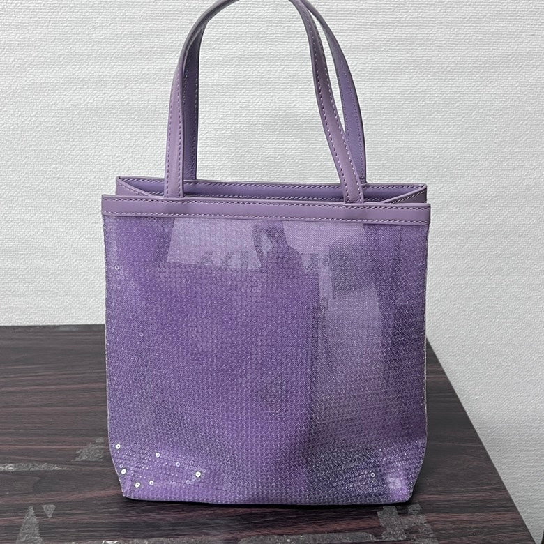 Prada Small Sequined Mesh Tote Bag With Pouch