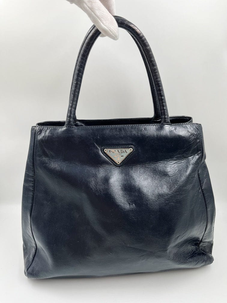 Prada Navy Leather Tote