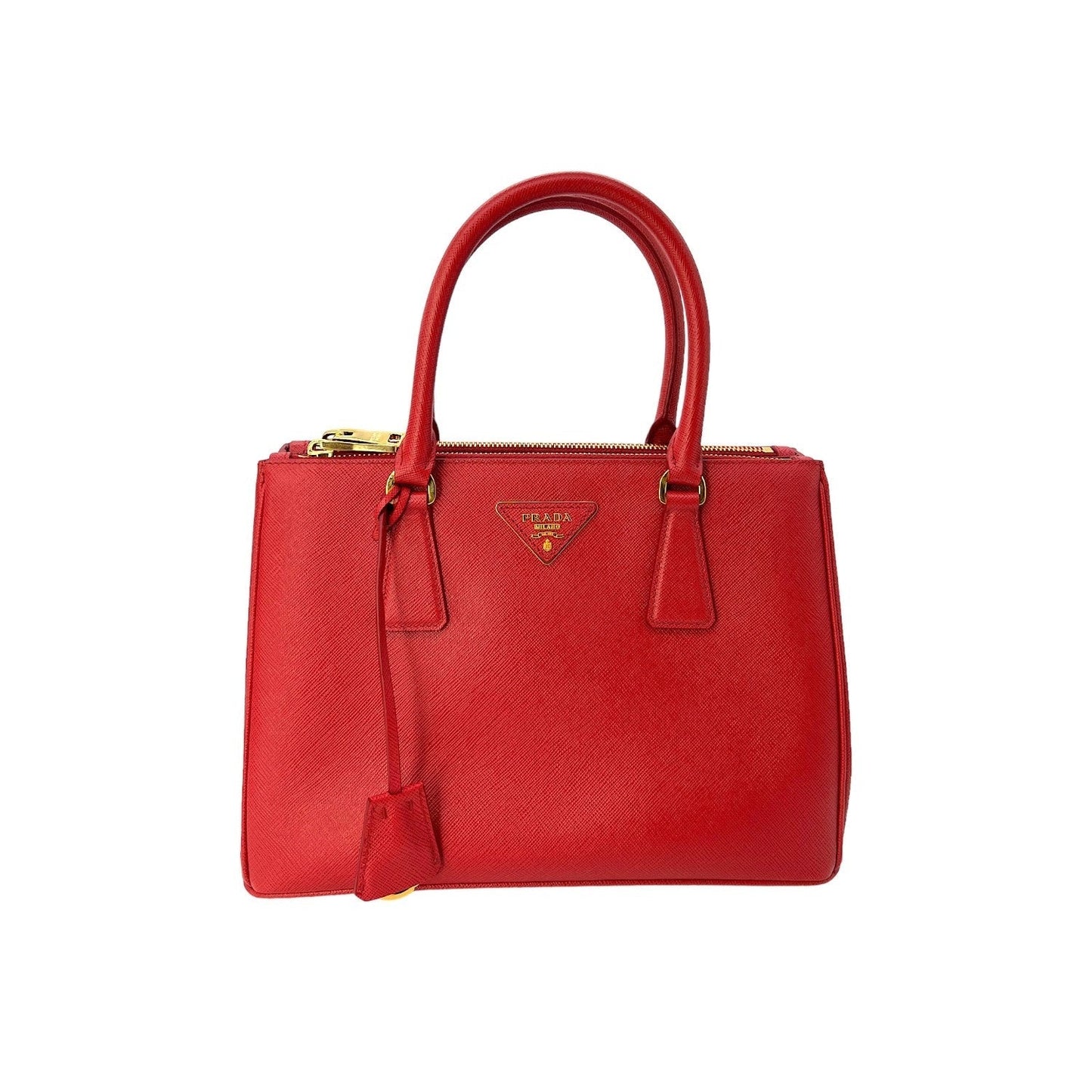 Prada Small Saffiano Lux Double Zip Galleria Tote