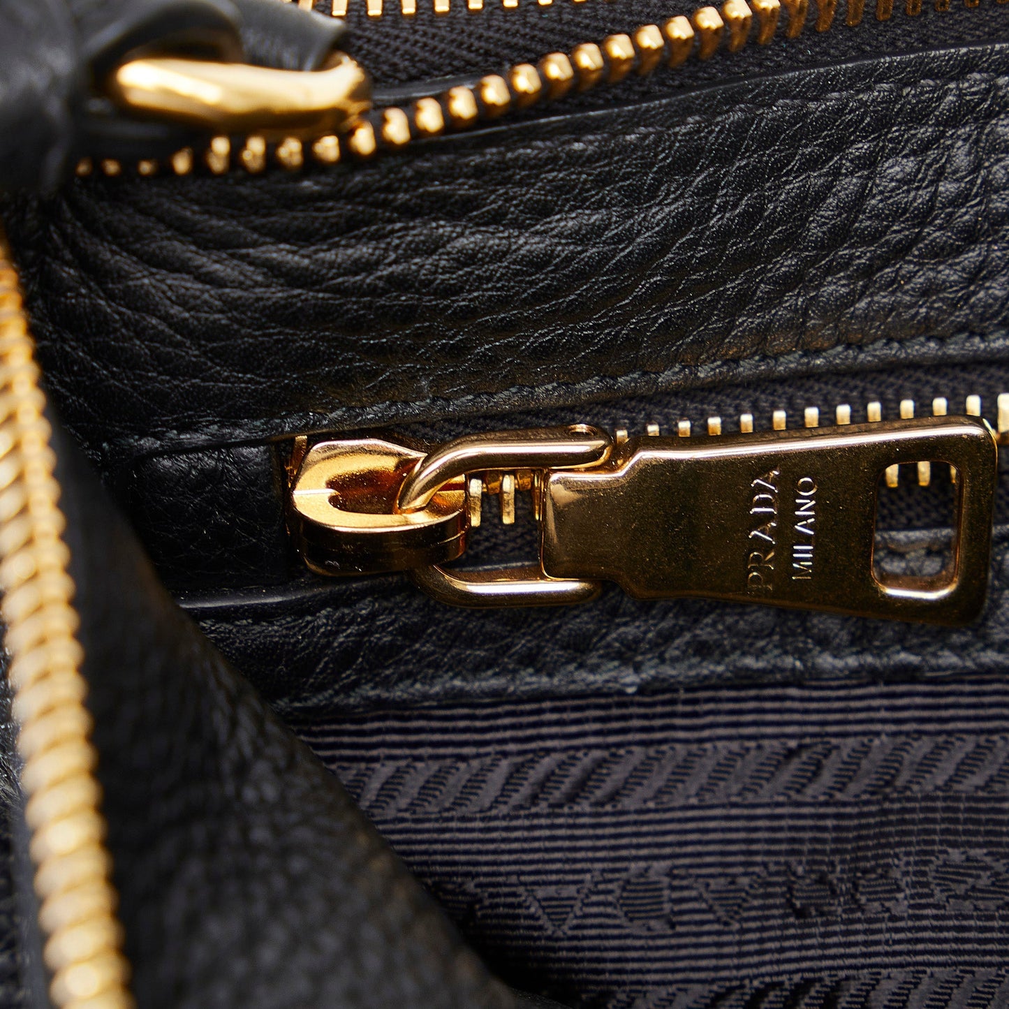 Prada Double Zip Crossbody Bag Black Vitello Daino