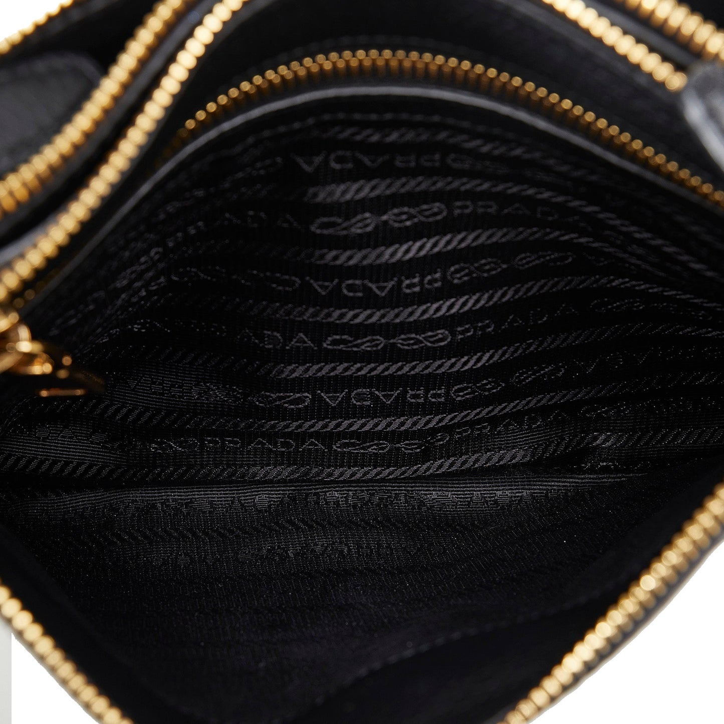 Prada Double Zip Crossbody Bag Black Vitello Daino