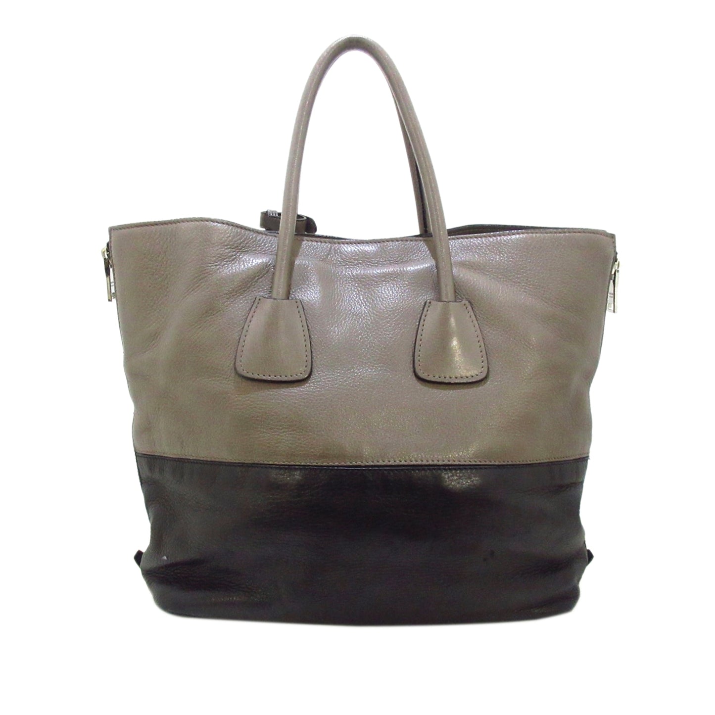 Black Prada Glace Calf Zippers Tote Bag