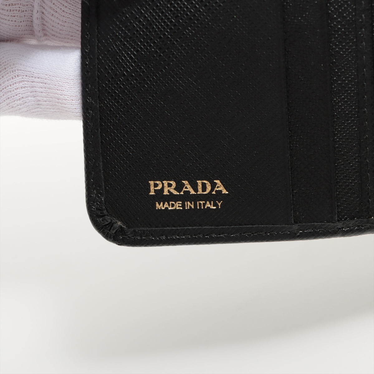 Prada Saffiano Leather Compact Wallet Black