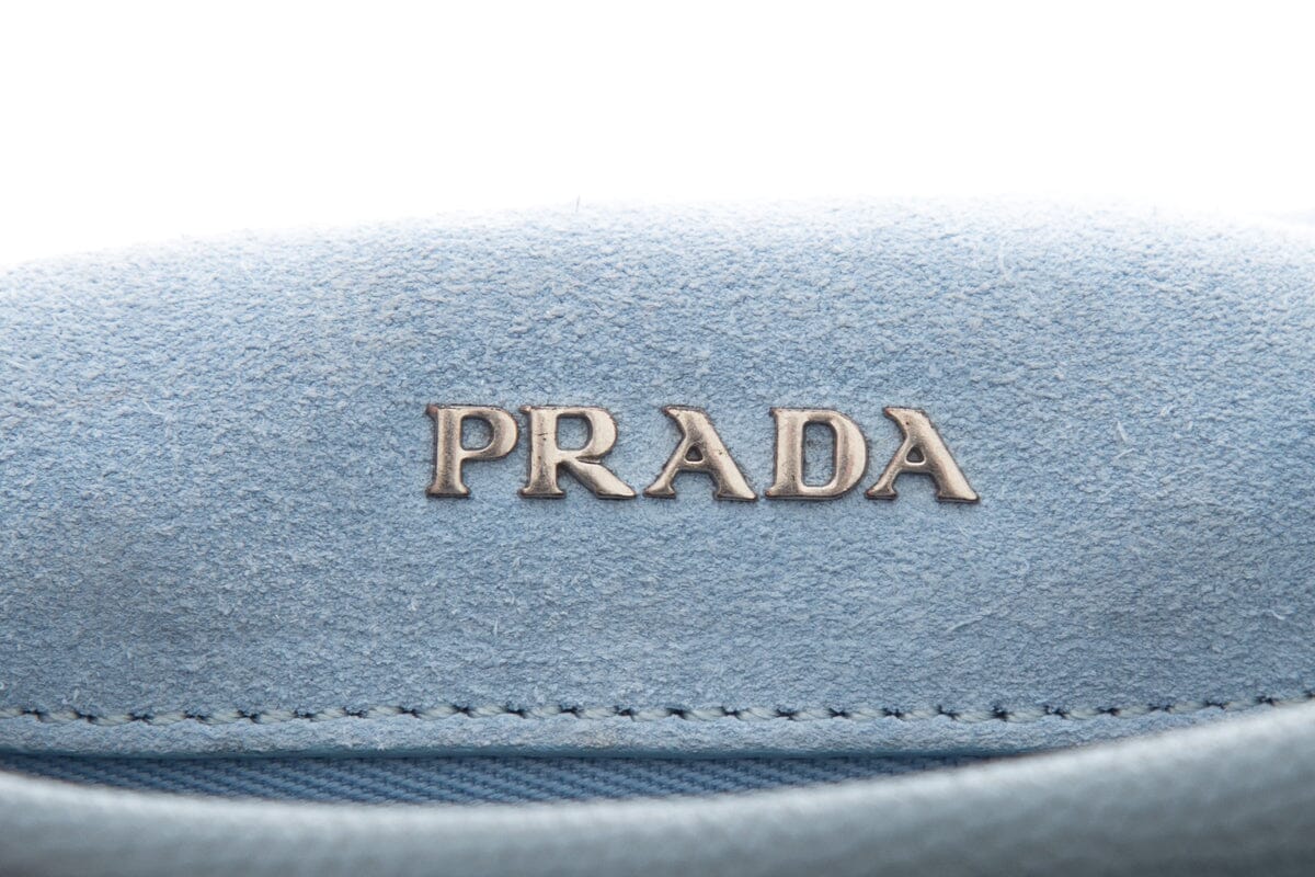 Prada Slate Blue Leather Studded Etiquette Crossbody Handbag