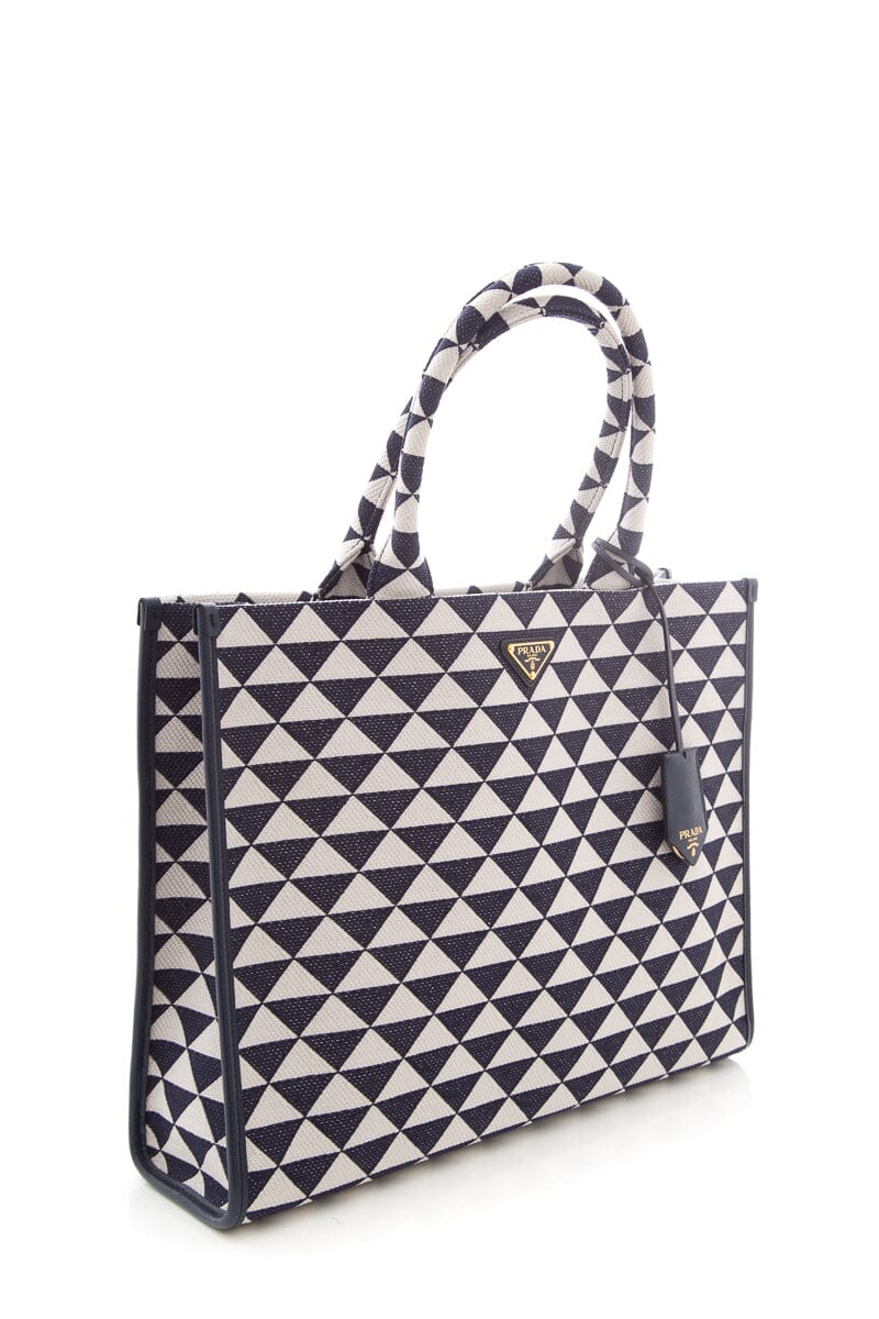 Prada Navy Jacquard Large Symbole Tote