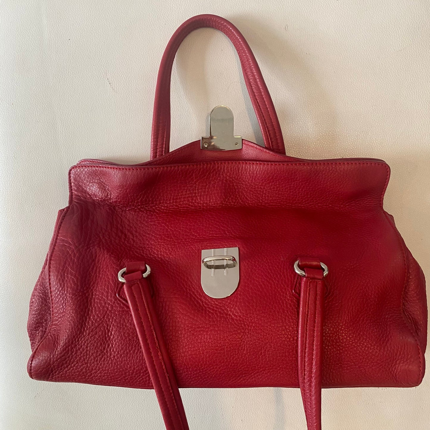 PRADA Semitracolla Vitello Daino Rosso Deer Calf Half Strap Bag