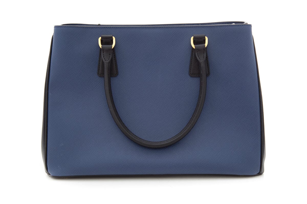 Prada Bi Color Black & Blue Galleria Saffiano Leather Handbag