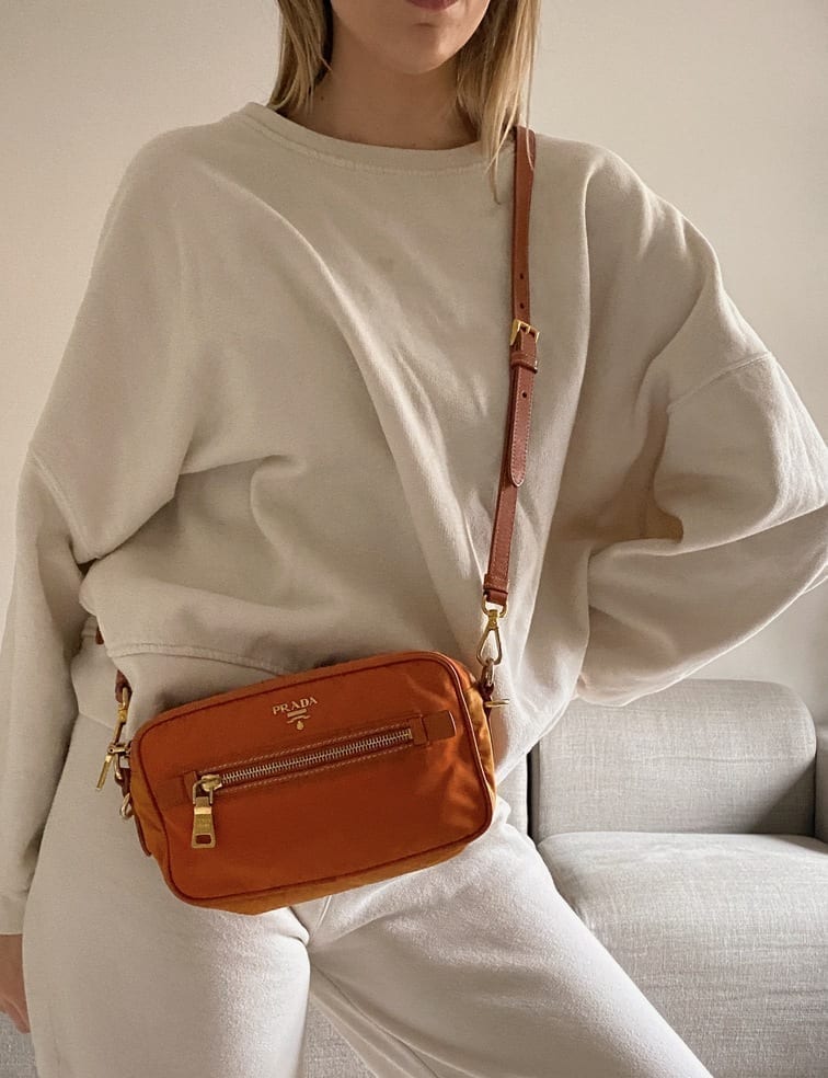 Prada Orange Nylon Crossbody Bag