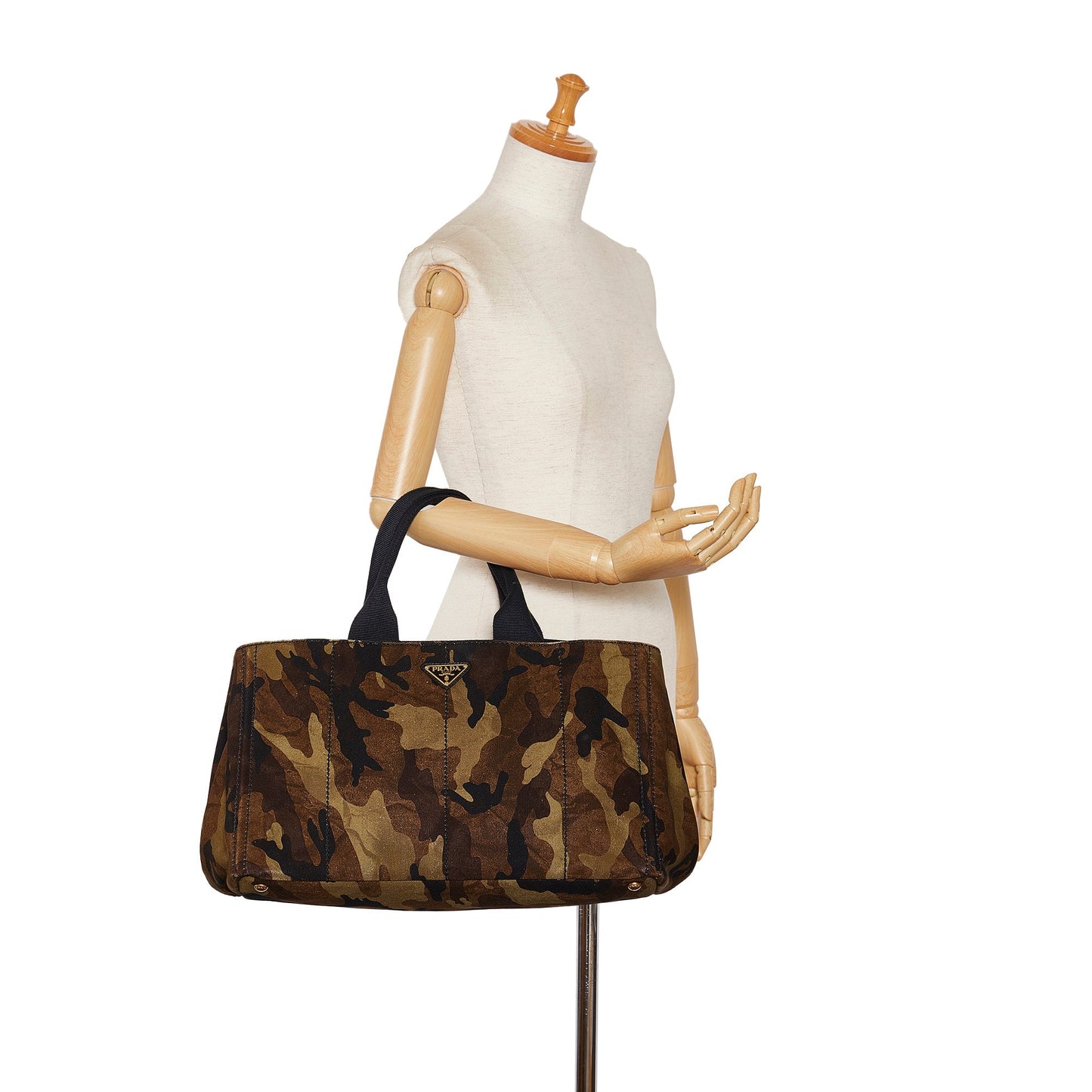 Brown Prada Canapa Camouflage Tote Bag