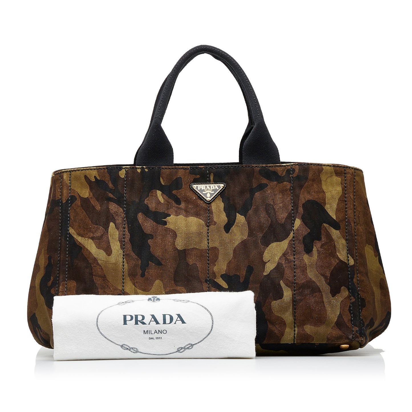 Brown Prada Canapa Camouflage Tote Bag