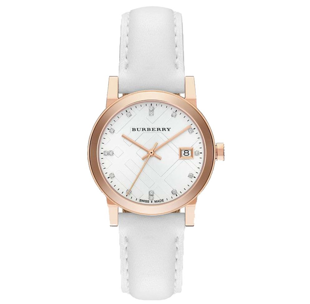 WoMens / Gents The City Diamond Leather Burberry Designer Watch BU9130