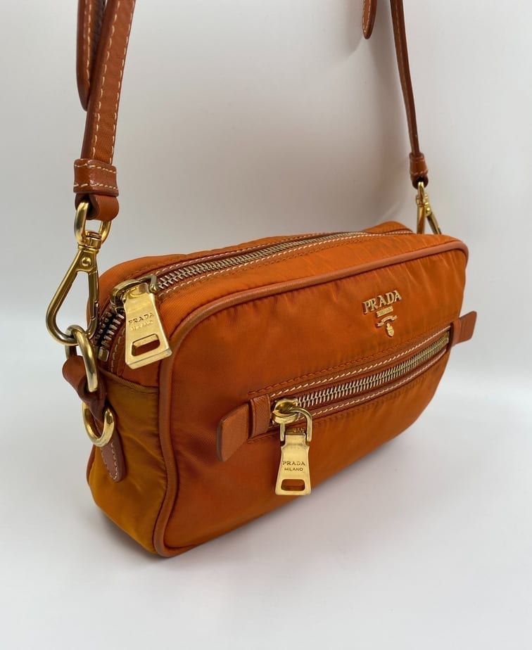 Prada Orange Nylon Crossbody Bag