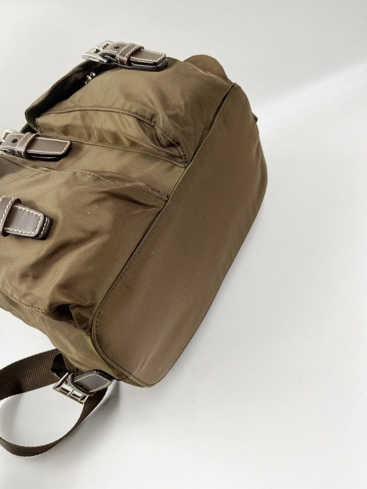 Prada Khaki Nylon Backpack