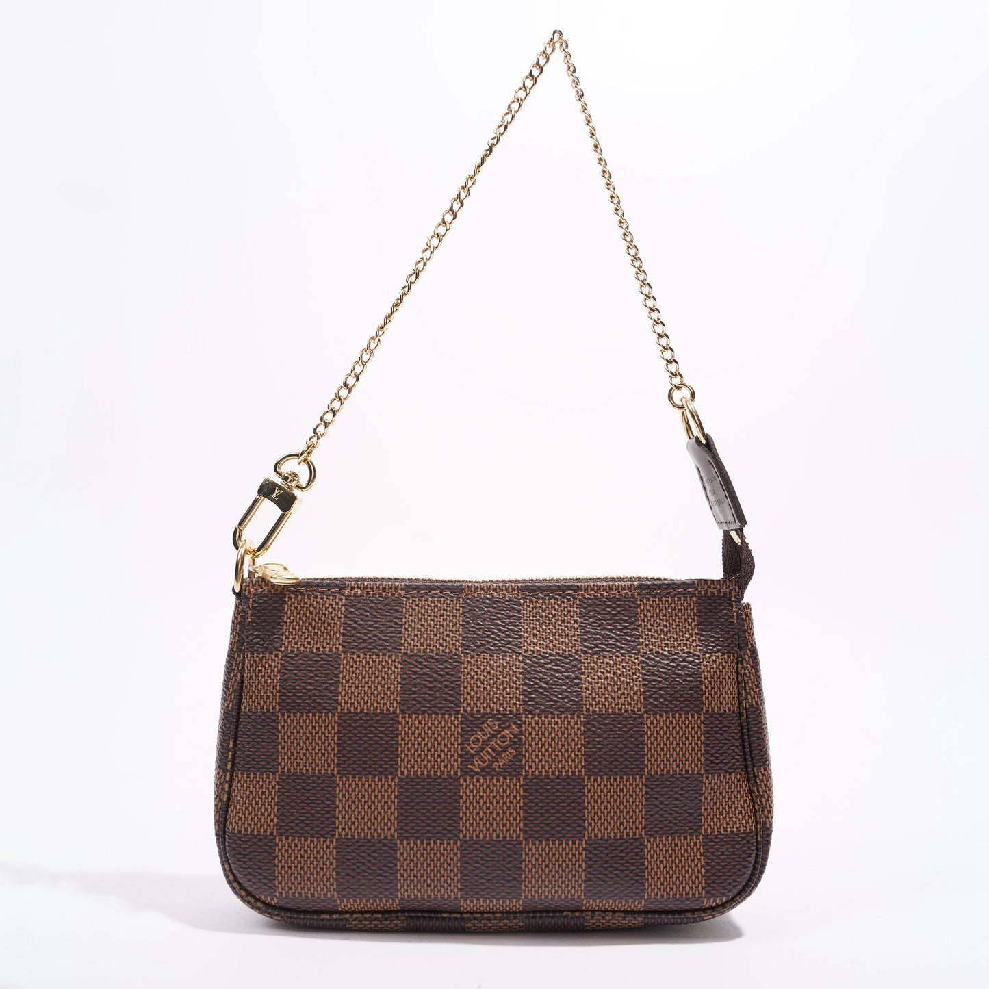 Louis Vuitton Womens Pochette Bag Damier Ebene Canvas Mini