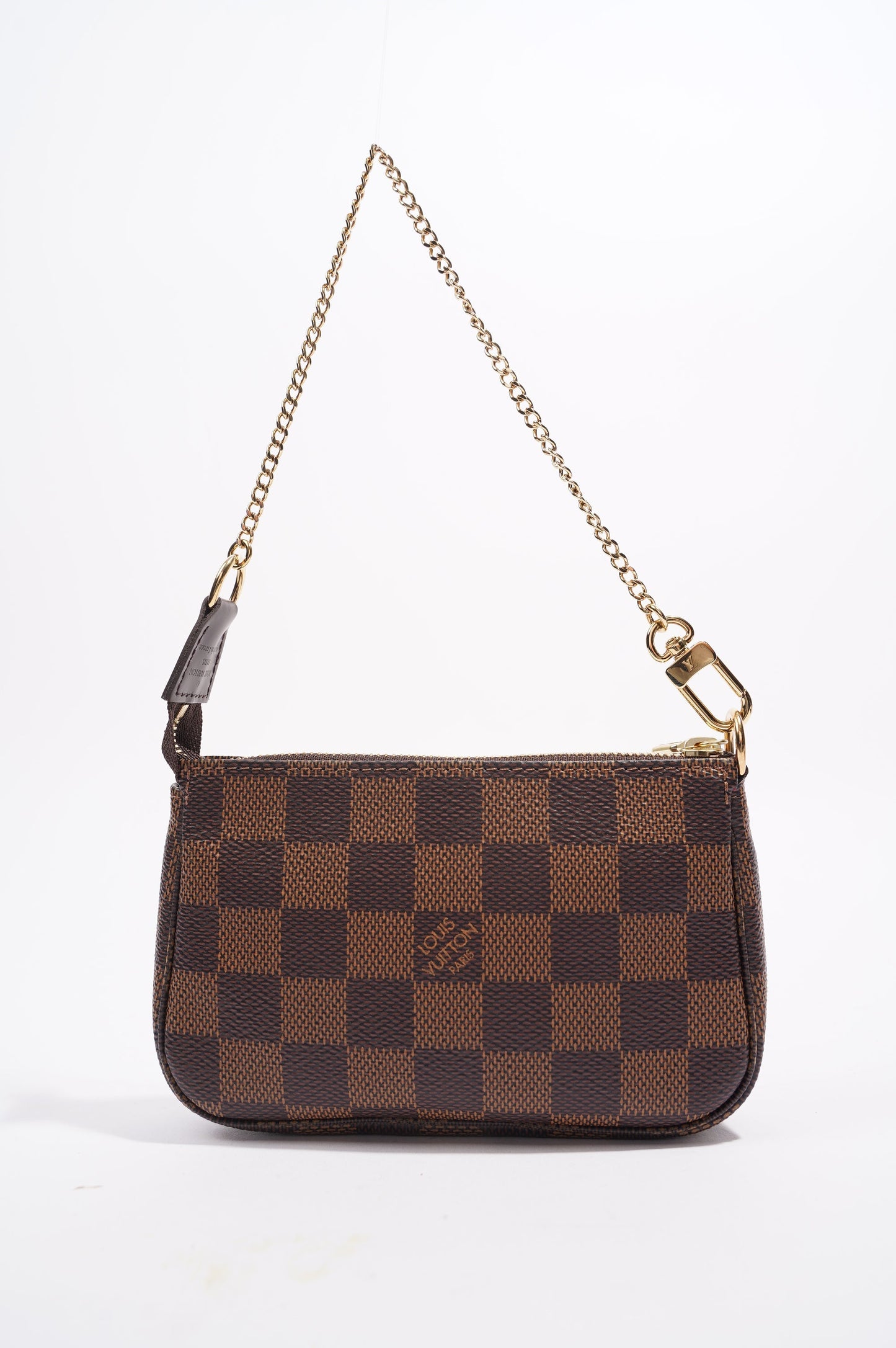 Louis Vuitton Womens Pochette Bag Damier Ebene Canvas Mini