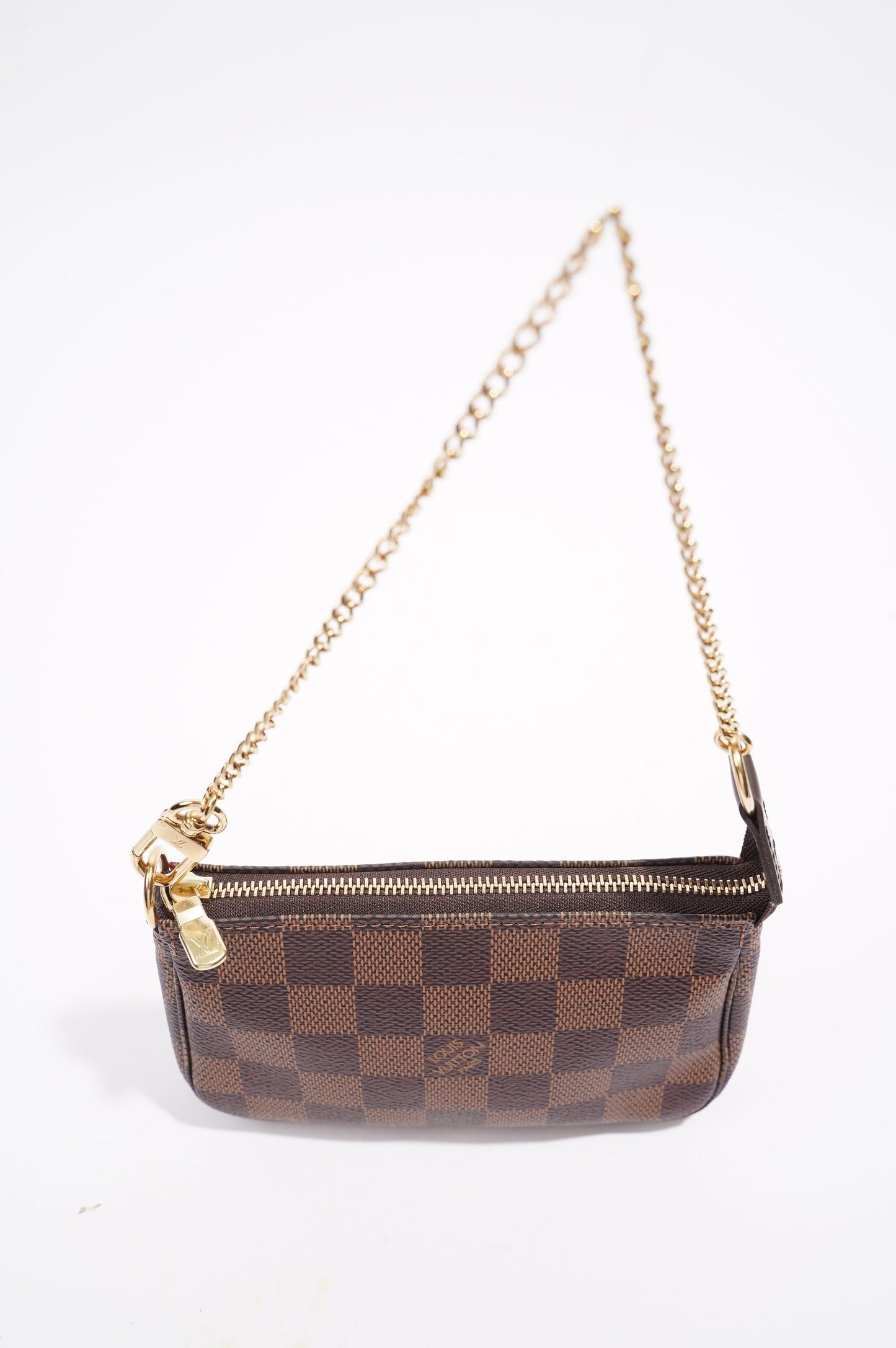 Louis Vuitton Womens Pochette Bag Damier Ebene Canvas Mini