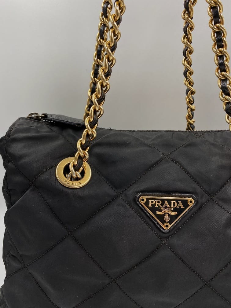 Prada Nylon Shoulder Bag with Chain Handle