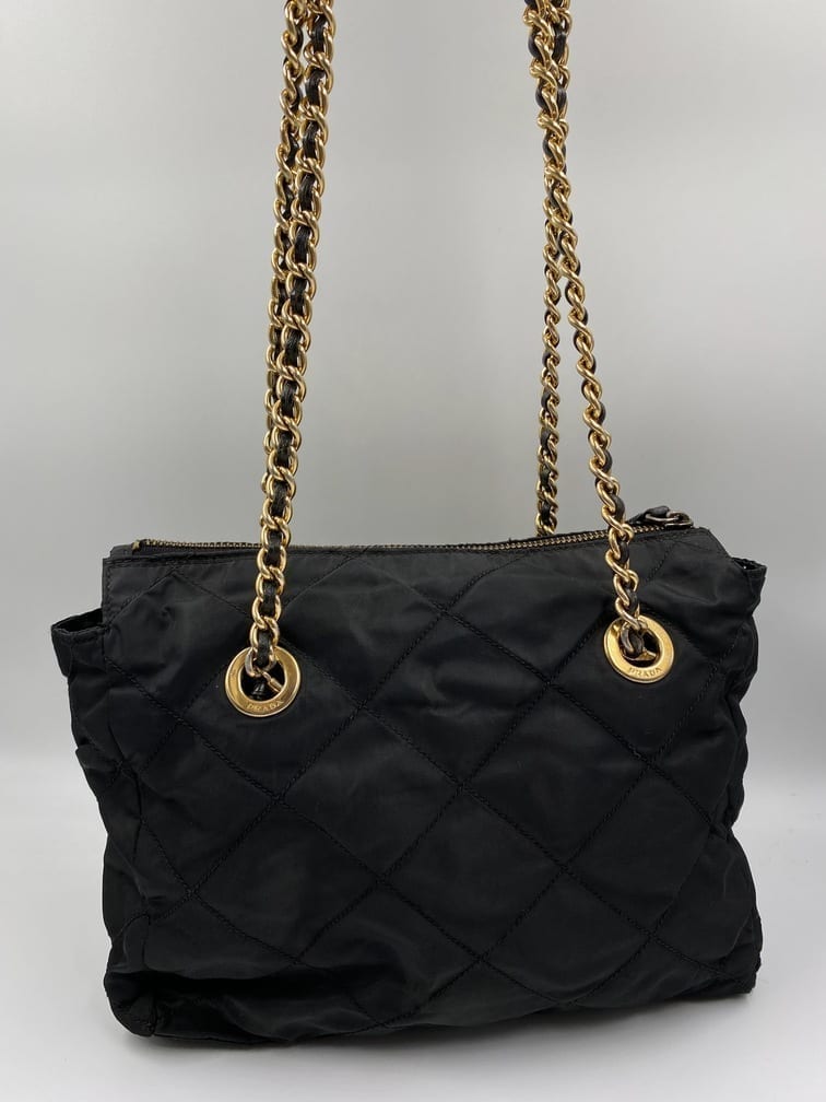 Prada Nylon Shoulder Bag with Chain Handle