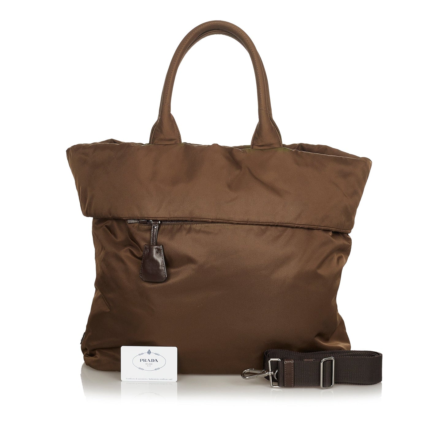 Brown Prada Tessuto Reversible Tote Bag