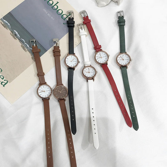 Women's Fashion White Small Watches 2021 Ulzzang Brand Ladies Quartz Wristwatch Simple Retr Montre Femme With Leather Band Clock