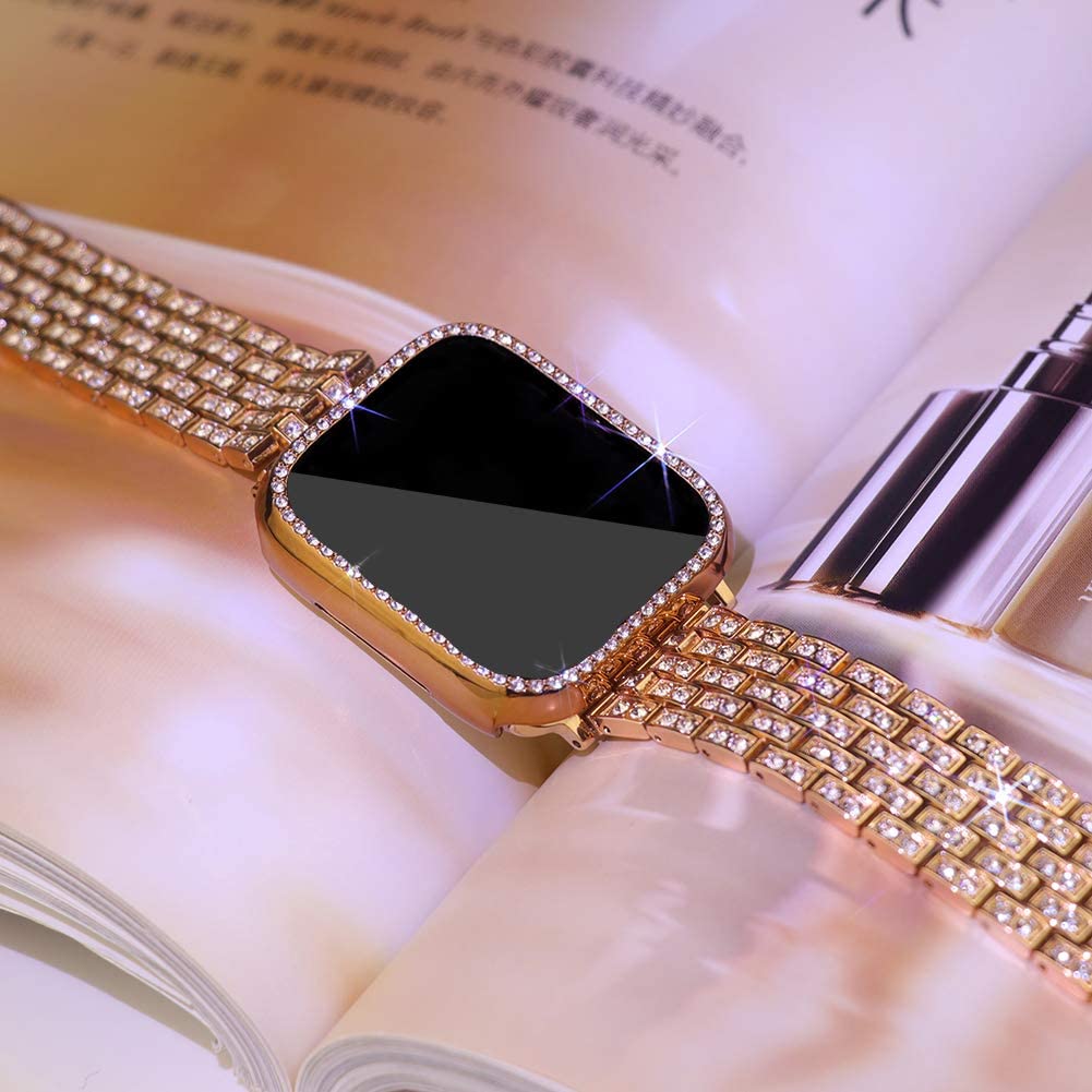 Metal Strap for Apple Watch Band 40mm 44mm 41mm 45mm Woman Diamond Stainless Steel Link Bracelet iWatch 7 6 SE 5 4 3 No Watch