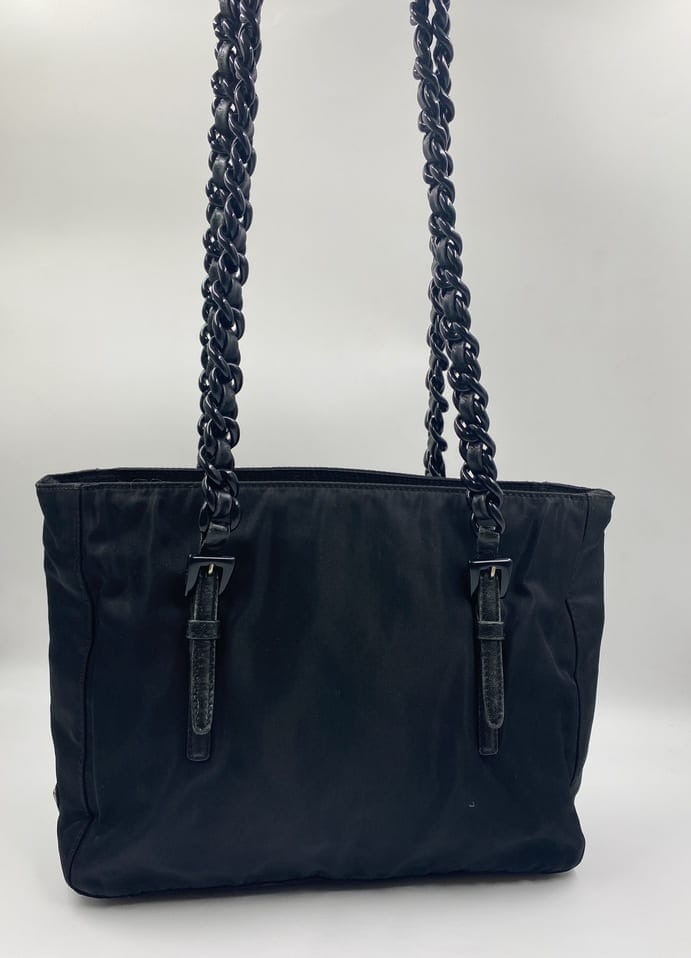 Prada Nylon Tote w Chain