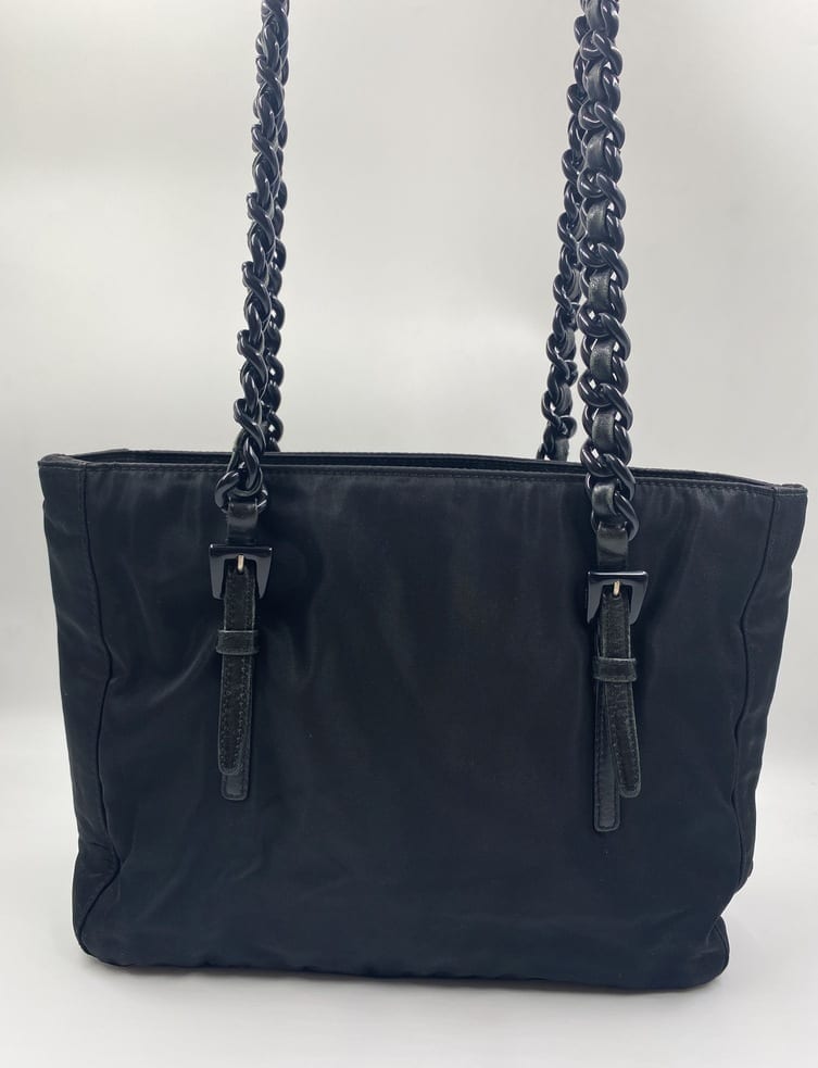 Prada Nylon Tote w Chain