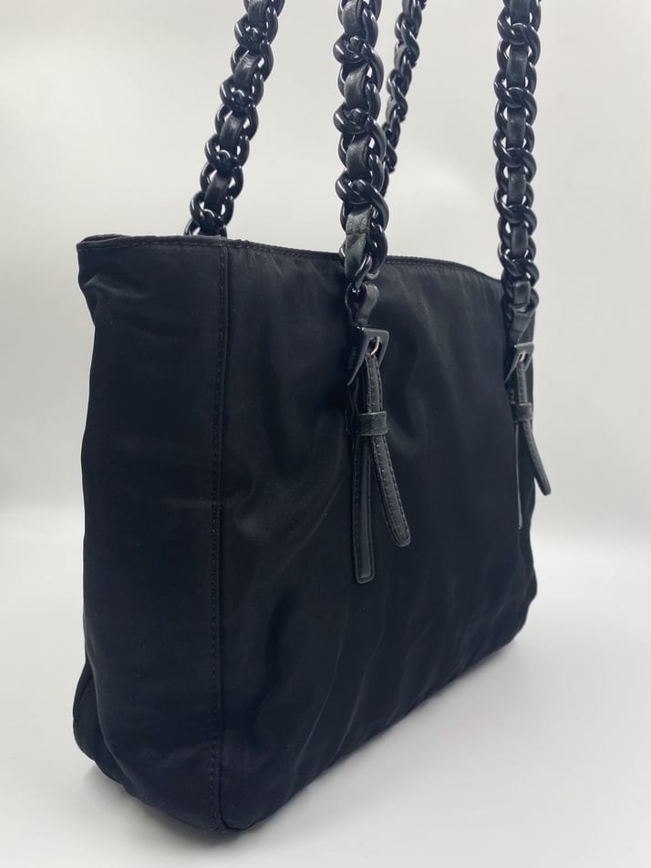 Prada Nylon Tote w Chain