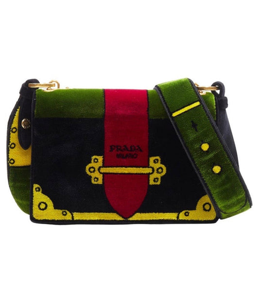 PRADA TROMPE L'OEIL VELVET CAHIER CROSSBODY