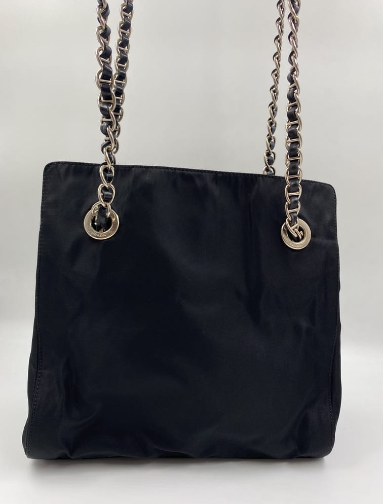 Prada Nylon Tote with Chain Handle