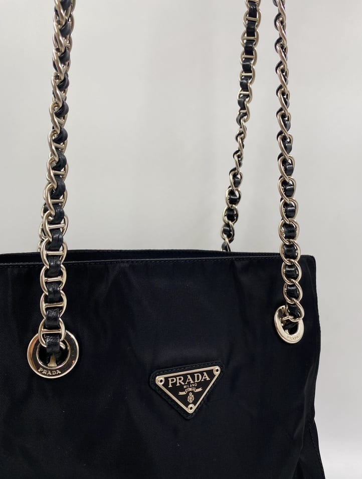 Prada Nylon Tote with Chain Handle