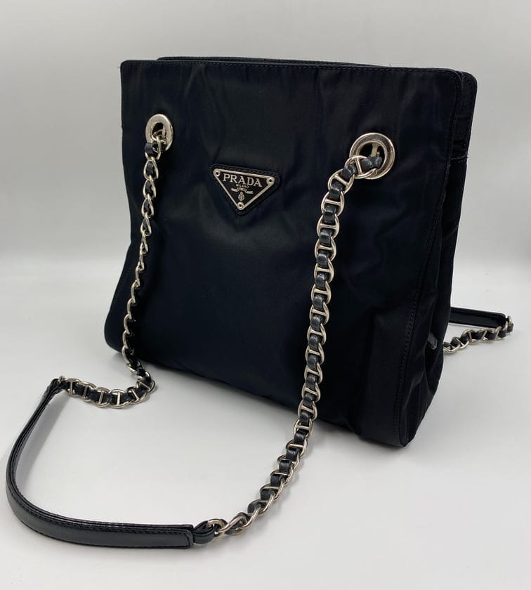 Prada Nylon Tote with Chain Handle