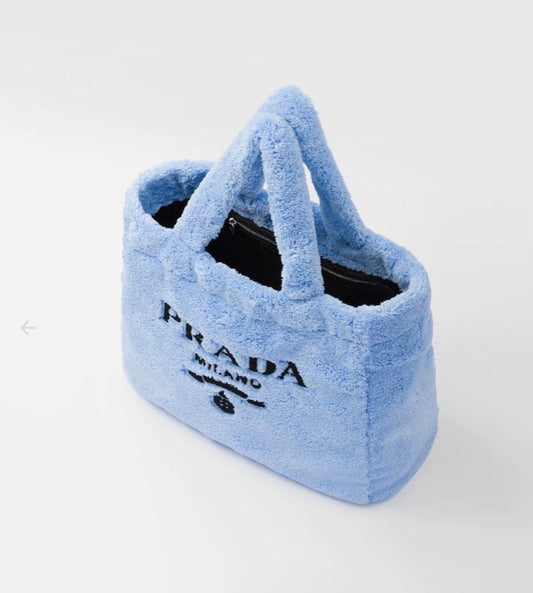 PRADA BLUE TEDDY BAG TOTE