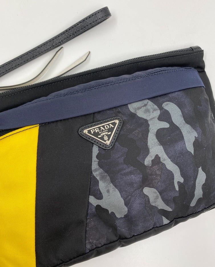 Prada Nylon Clutch Bag in Camouflage, Yellow and Black